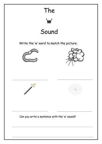 Phonics: w sound worksheet | Teaching Resources