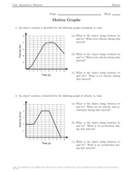 Motion Graphs Worksheets | Teaching Resources