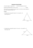 Worksheet on using trigonometry (SOHCAHTOA) in isosceles triangles ...