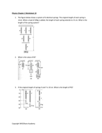 Springs, Hooke's Law and Elastic Potential Energy Worksheets and