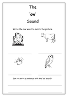 Phonics: ow sound worksheet | Teaching Resources