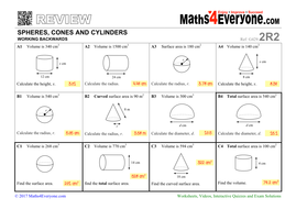 Spheres, Cones & Cylinders: Working Backwards (GCSE Topic Review) by