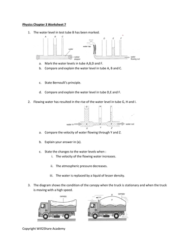Pascal, Archimedes and Bernoulli's Principle Worksheets + Buoyant Force