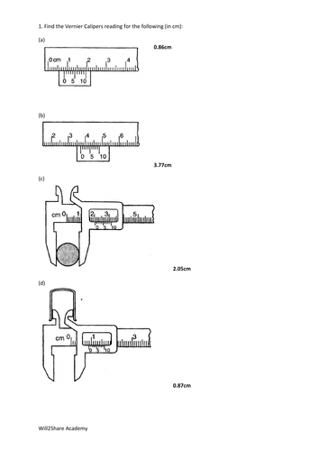 Vernier caliper store practice problems