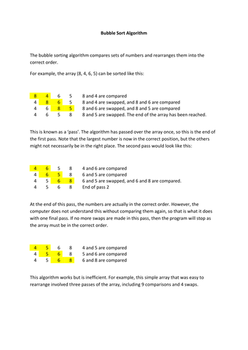 GCSE Bubble Sort Programming Lesson | Teaching Resources