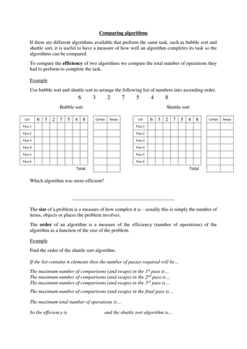 Resources to teach, practise and revise sorting and packing algorithms ...