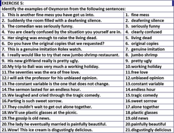 oxymoron worksheets with answers teaching resources