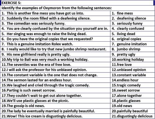 oxymoron-worksheets-with-answers-teaching-resources