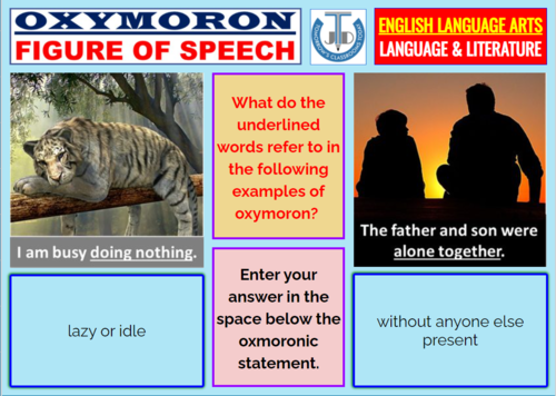 oxymoron figure of speech worksheet