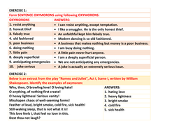 OXYMORON WORKSHEETS WITH ANSWERS by john421969 - Teaching Resources - Tes
