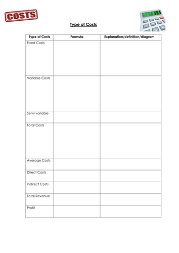 9-1 GCSE Costs and revenues