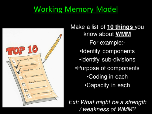 Evaluation Working Memory Model (WMM) - Psychology