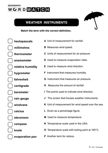 Weather Instruments Matchwords