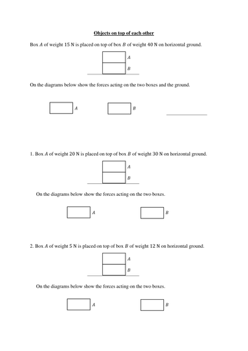 Objects on top of each other - worksheet for this topic in Mechanics 1