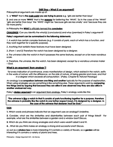 DESIGN ARGUMENT - Lessons i/c PP and worksheets for *NEW* AQA AS/A ...