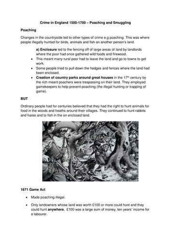 Crime and Punishment - Edexcel 9-1- History GCSE - Poaching and Smuggling - Lesson 9