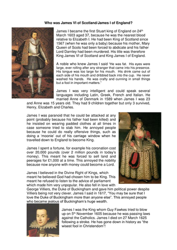 The Stuarts - KS3 - Lesson 1 -James VI of Scotland/James I of England