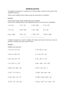 Simplifying expressions - worksheet | Teaching Resources