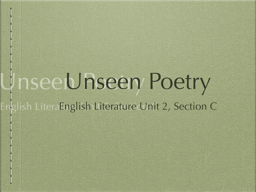 Unseen Poetry: Lesson 2