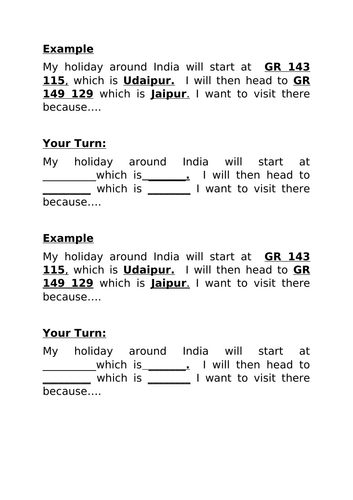 Fantastic Places, Lesson 4 - Incredible India - 6 fig grid refs and cross sections