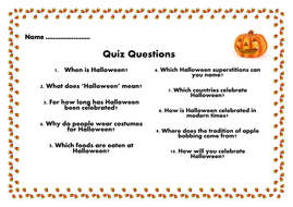 Halloween Assembly Lesson Quiz Activity Worksheet Presentation Teaching Resources