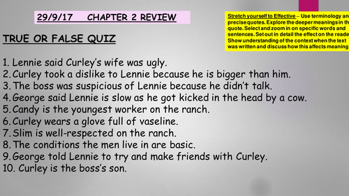 Of Mice and Men - Chapter 2. 4 lessons with differentiated resources and PowerPoints.