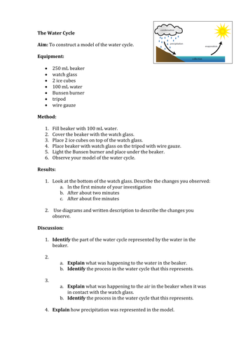 Experiment modelling the water cycle