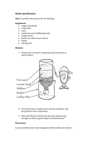 Water purification (filtration) experiment