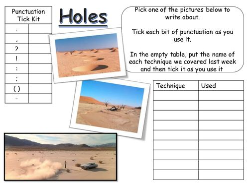 holes creative writing task