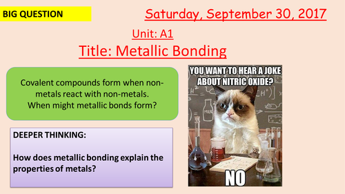 Pearson BTEC New specification-Applied science-Unit 1-Metallic Bonding