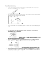 Light : Mirrors, Reflection, Refraction and Refractive Index Worksheets