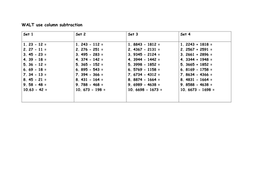 How To Teach Column Subtraction Year 2