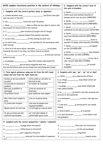 GCSE French revision - Complex-structures practice in context: Holiday and travel