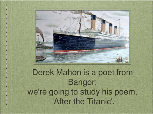 KS3 Poetry: 'After the Titanic'