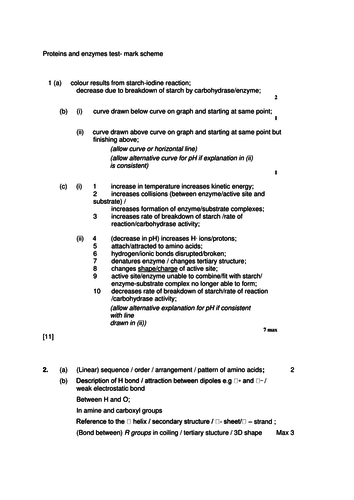 Edexcel Snab Biology Topic 2 Genes And Health Topic 2b Proteins And Enzymes Teaching 0683