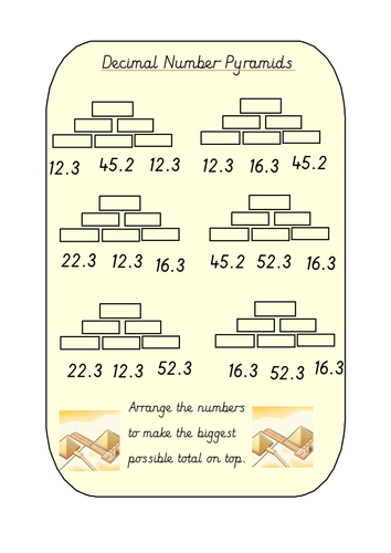 Adding Decimal Number Pyramids and Part Whole Diagrams | Teaching Resources