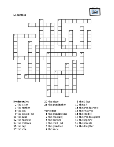 Familia (Family in Spanish) Crossword puzzle Teaching Resources