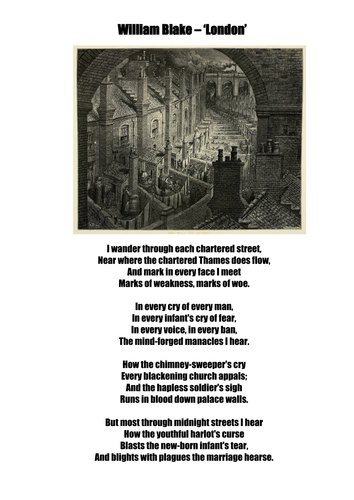 'London' by William Blake: copy of the poem with great illustration for