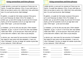 KS3 French: Connectives and time phrases (Perfect tense, holidays ...