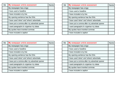 features of a newspaper report ks2 checklist