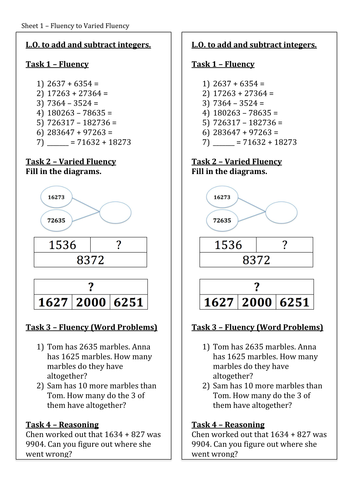 Year 5 Y6 Two Lessons Addition And Subtraction White Rose Mastery Bar 