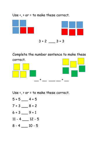 Compare Number Sentences Year 2 Teaching Resources