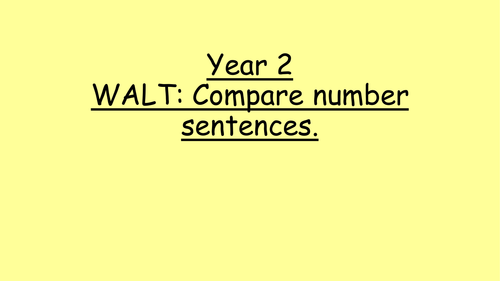 Compare Number Sentences Year 2 Teaching Resources