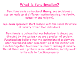 AS Sociology Family - Functionalist Perspective on the Family ...