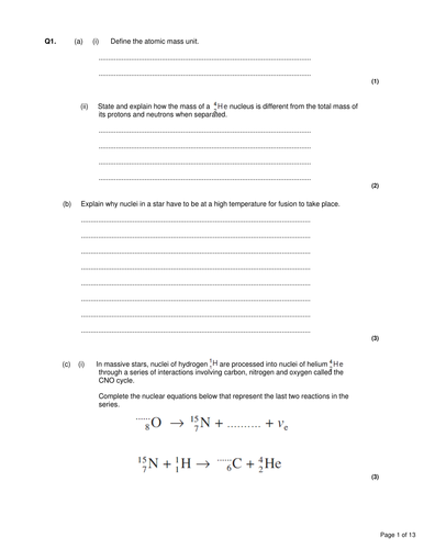 Physics A Level Unit 5 revision | Teaching Resources