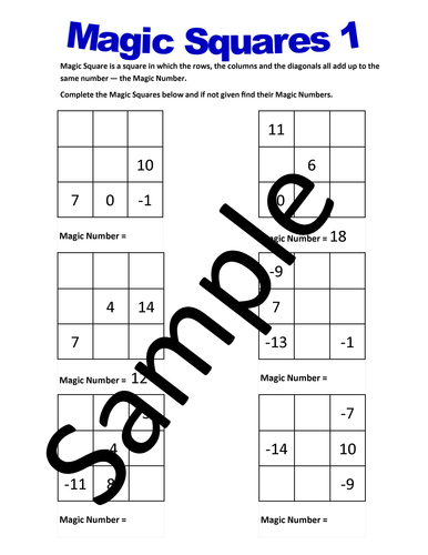 Magic Squares 2 – Worksheets | Teaching Resources