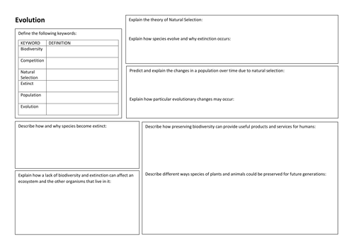 KS3 Biology - Evolution - Revision Summary Poster