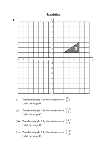 Translations worksheet (transformation of shapes)