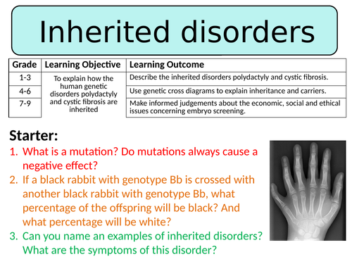 NEW AQA GCSE Trilogy (2016) Biology - Inherited disorders & genetic screening