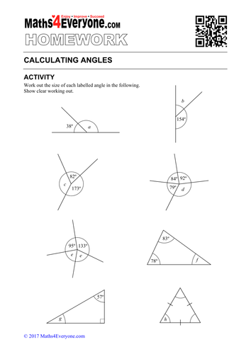 angles homework sheet